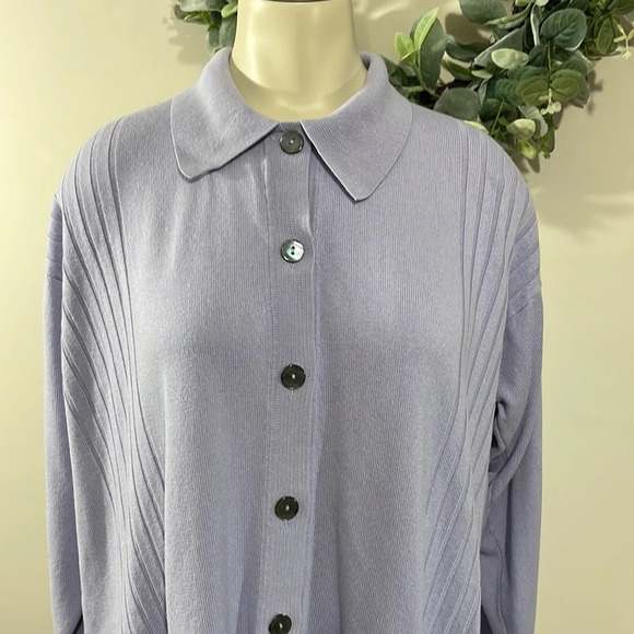 Jennifer Tyler Cashmere Silk Lavender Button Front Cardigan Sweater Pockets S - Picture 2 of 16